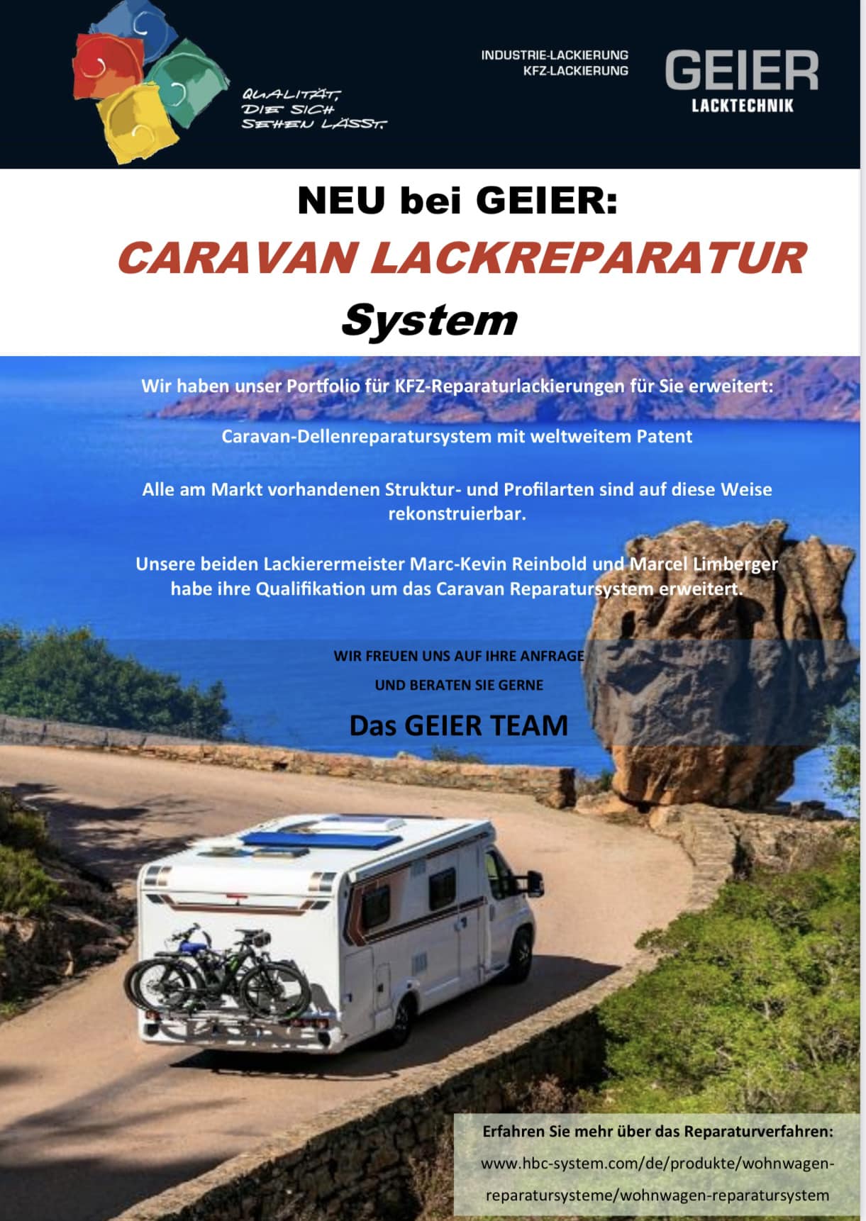 Flyer zur Reparatur Caravan von Geier